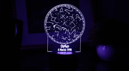 Star Map Night Light | Personalized with Day of your choice | Gift for newborn, weddings, valentines, birthdays, engagement | Sky Chart