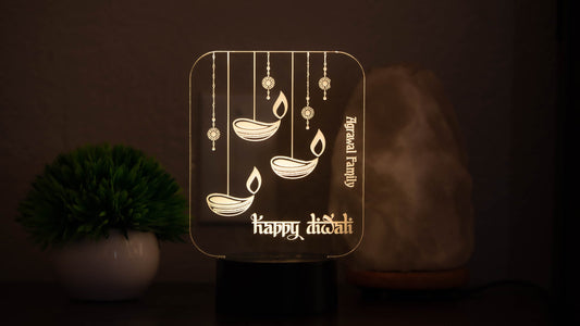 Personalized "Happy Diwali" LED Light - A Festive Family Keepsake