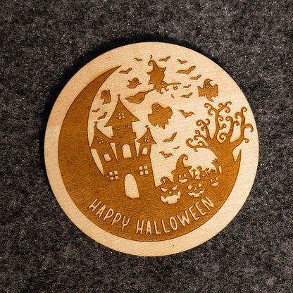 Halloween themed Coasters | Set of 4 | Engraved on Wood