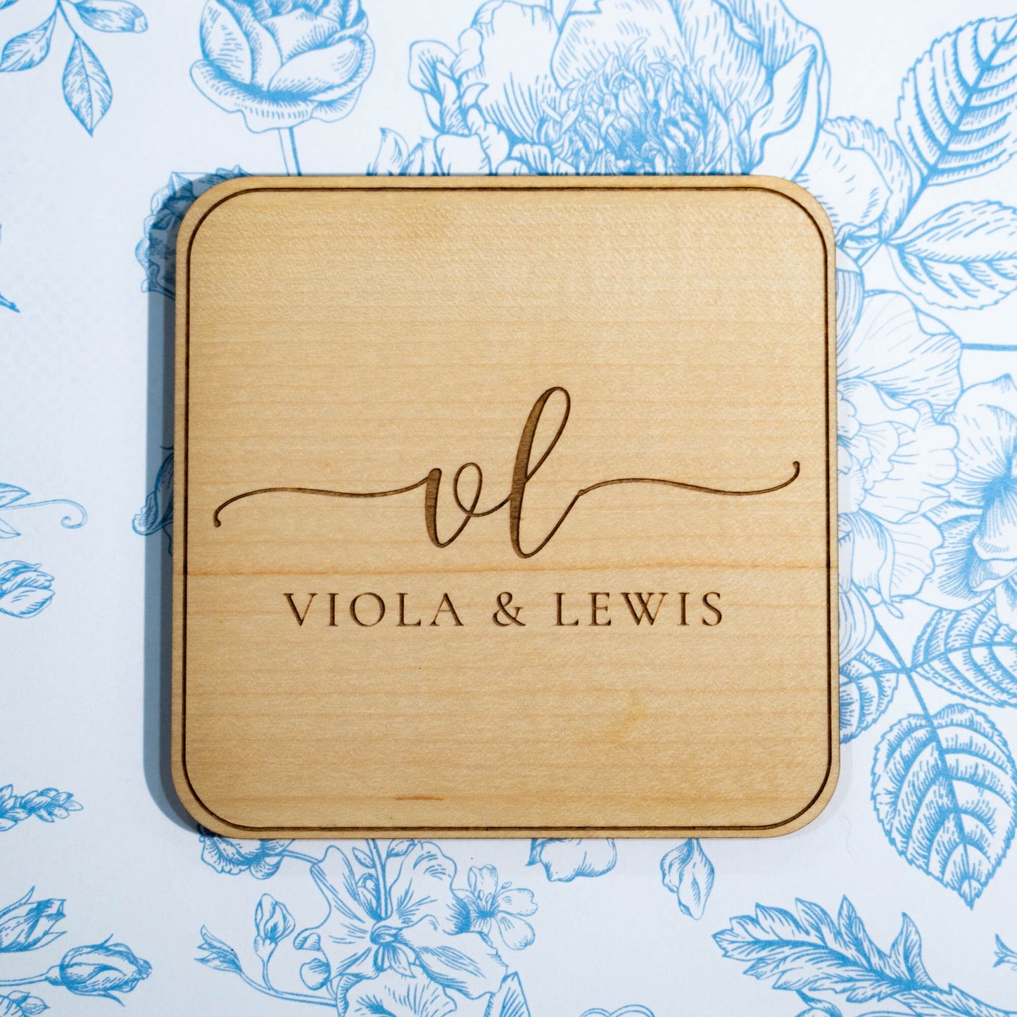 Personalized Coasters with Holder | Set of 4 | Monogram Coasters for Couple | Save the Date | Wedding/Housewarming Gift