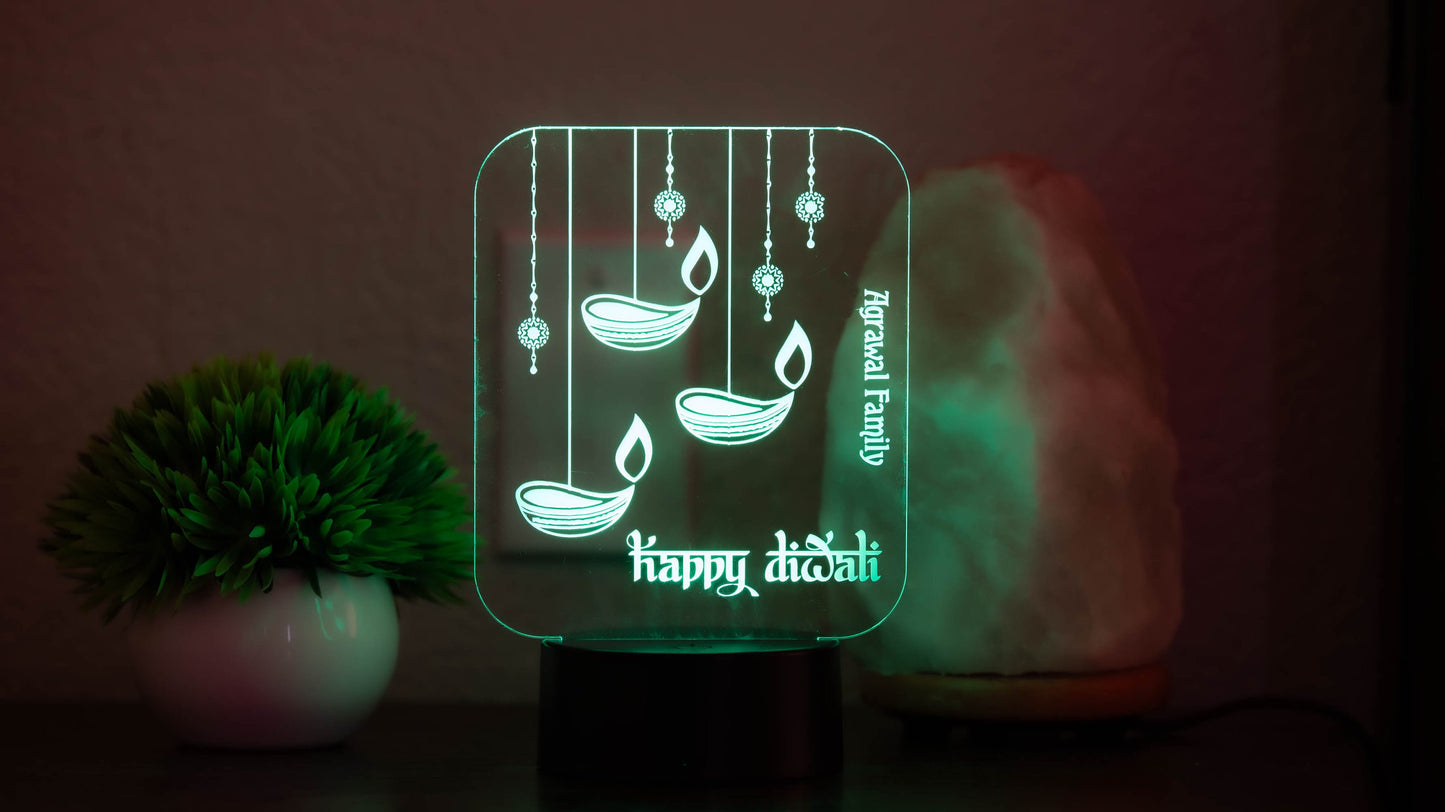 Personalized "Happy Diwali" LED Light - A Festive Family Keepsake