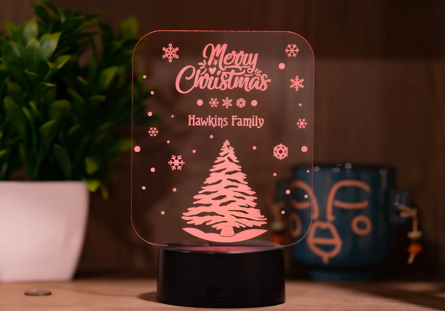 Personalized "Merry Christmas" LED Light - A Festive Family Keepsake