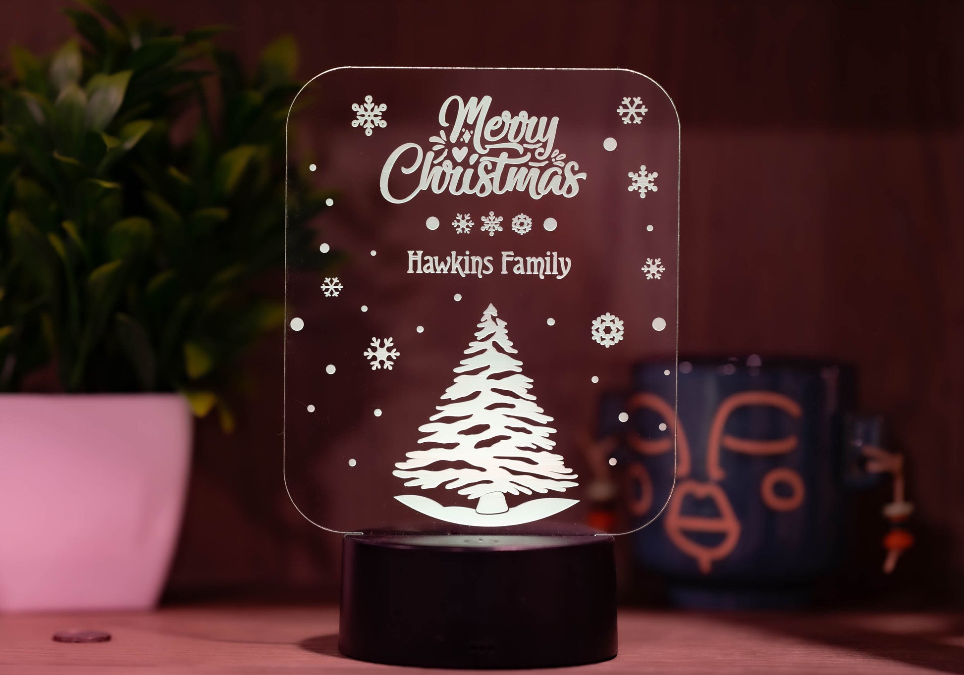 Personalized "Merry Christmas" LED Light - A Festive Family Keepsake